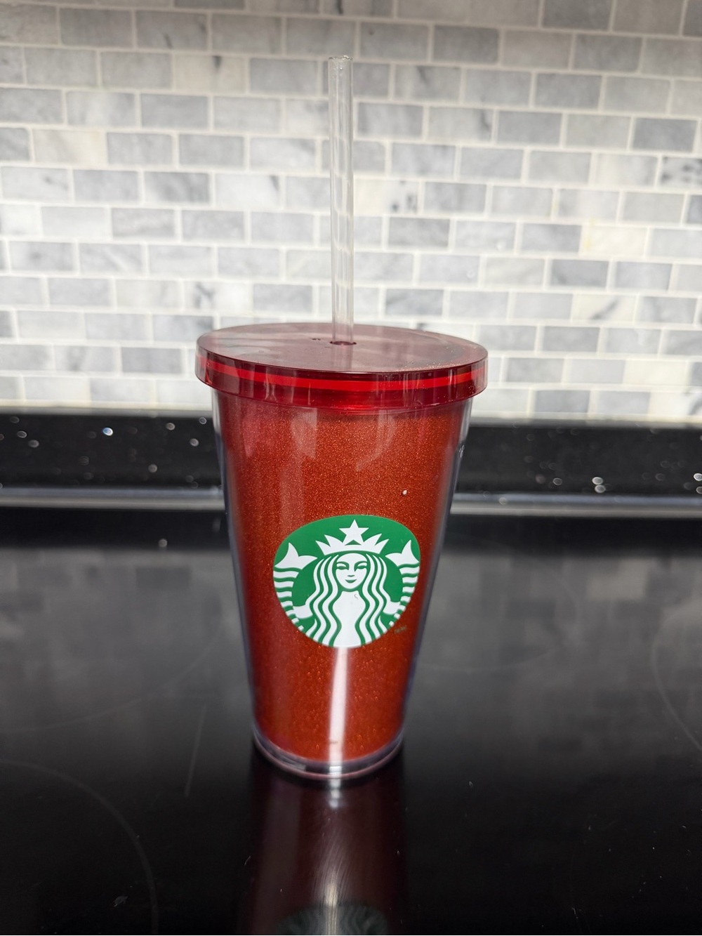 Starbucks Red Sparkle Reusable Tumbler with Straw